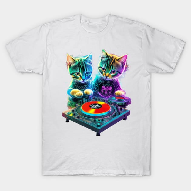 2 Musical Kitten DJs T-Shirt by masksutopia
